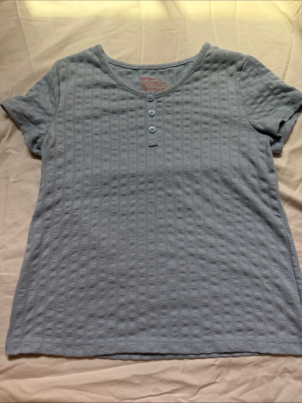 Cat & Jack Light Blue Short Sleeve Henley Top